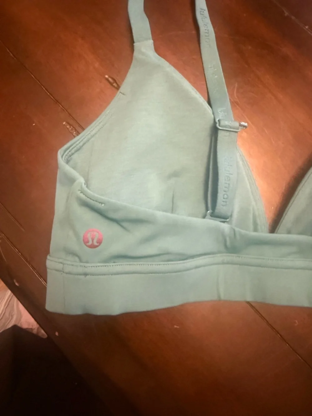 Lululemon Triangle Sports Bra Size 10 Teal Adjustable Straps‎ Light Support Yoga